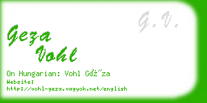 geza vohl business card